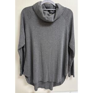 Like Love Women’s Gray Ribbed Cowl Neck Long Sleeve Top Size Small Casual Cozy